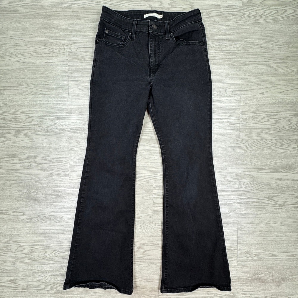 Levi's‎ Women's Jeans 726 Flare Black 28 Mid Rise Stretch Denim Y2K Minimalist